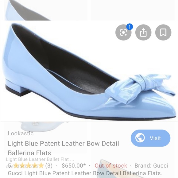 Gucci light blue patent leather ballerina flats - Picture 5 of 6